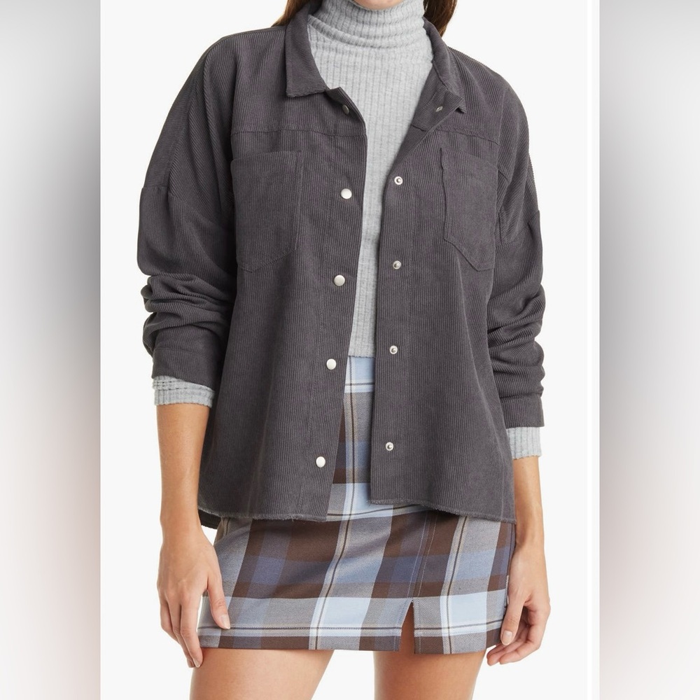 Awesome dark gray oversized XL corduroy button down shirt over shirt Abound NWOT